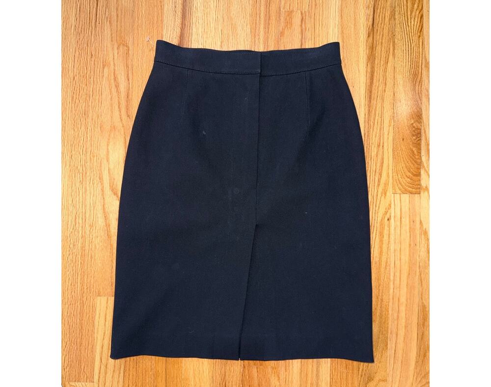 Lanvin River 2005 Cotton Wool Front Slit Black Skirt, Sz EU 40 / US 8, MP $1950